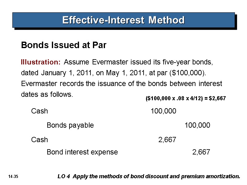 Illustration:  Assume Evermaster issued its five-year bonds, dated January 1, 2011, on May